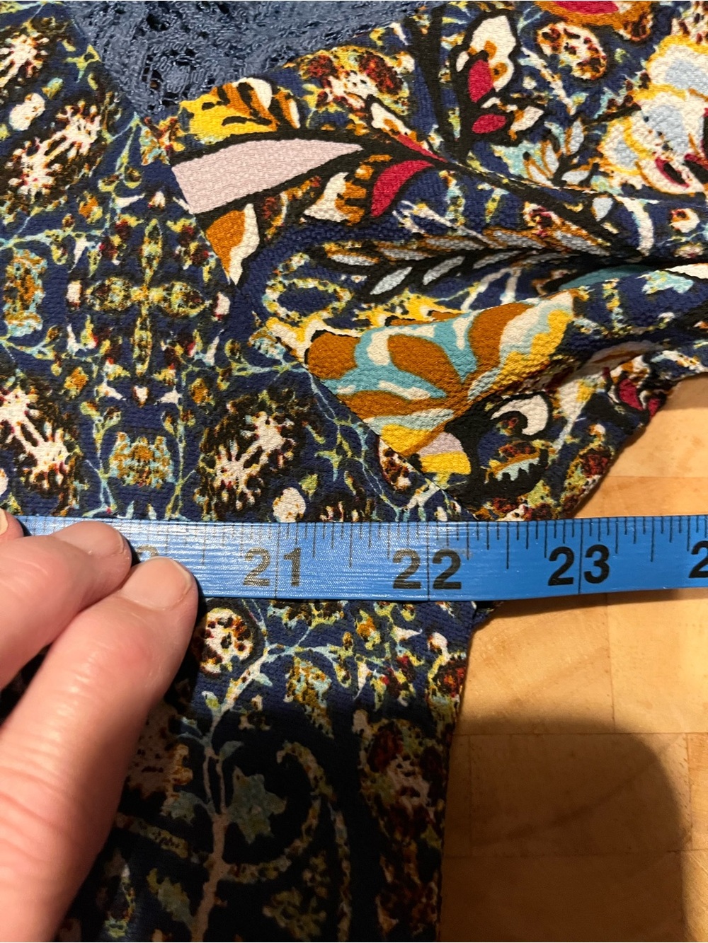 new directions Navy, Turquoise & Lilac Mixed-Print Peasant Blouse - Picture 8 of 8
